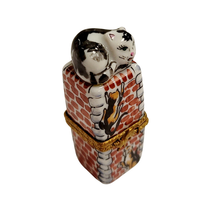 Cat on Chimney Limoges Box Porcelain Figurine-Cat-CH3S297