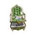 Cat on Green Chair for Cat Lovers Porcelain Limoges Cat furniture French Trinket Box