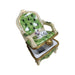 Cat on Green Chair for Cat Lovers Porcelain Limoges Cat furniture French Trinket Box