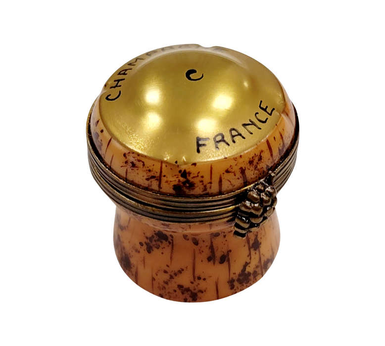 Champagne Cork Limoges Box for Collectors Porcelain Limoges spirits champagne wine French Trinket Box