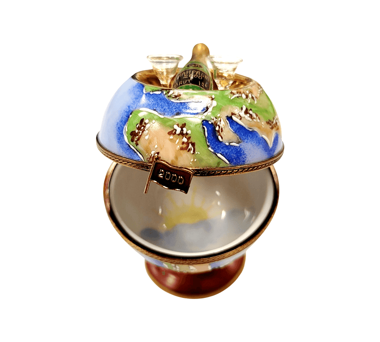 Champagne Globe 2000 Limoges Box Porcelain Figurine-WINE LIMOGES BOXES wine travel-CH1R318