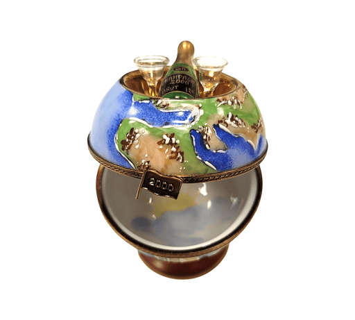 Champagne Globe Delight Figurine for Collectors Porcelain Limoges WINE wine travel French Trinket Box