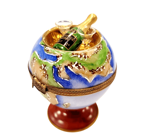 Champagne Globe Delight Figurine for Collectors Porcelain Limoges WINE wine travel French Trinket Box