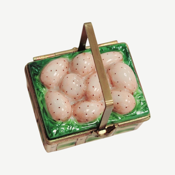 Charming Egg Basket for Nature Lovers Porcelain Limoges Food Basket French Trinket Box