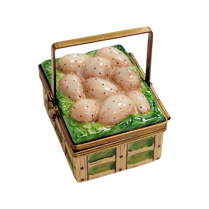 Charming Egg Basket for Nature Lovers Porcelain Limoges Food Basket French Trinket Box