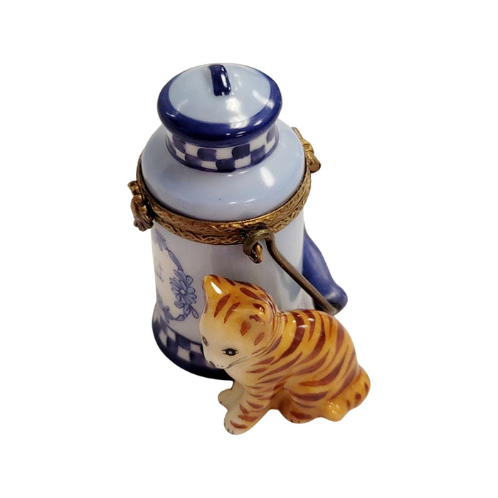 Charming Cat Limoges Box for Cat Lovers Porcelain Limoges Cat beverage French Trinket Box