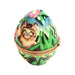 Charming Cat Egg for Nature Lovers Porcelain Limoges Egg Butterfly Cat French Trinket Box