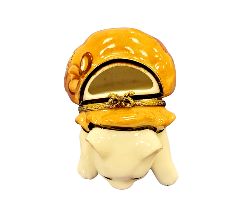 Charming Cat Figurine for Cat Lovers Porcelain Limoges Cat French Trinket Box