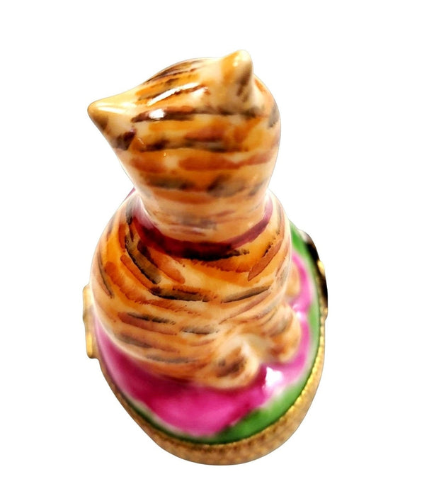 Charming Cat in Teacup Porcelain Limoges Cat china French Trinket Box