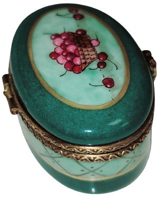 Charming Cherry Box for Elegant Gifts Porcelain Limoges round French Trinket Box