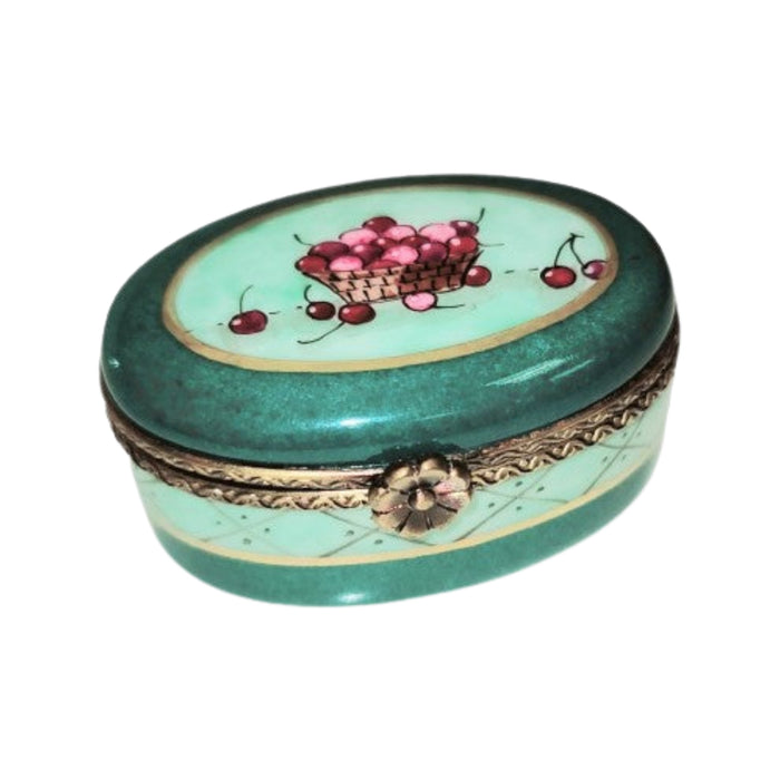 Charming Cherry Box for Elegant Gifts Porcelain Limoges round French Trinket Box