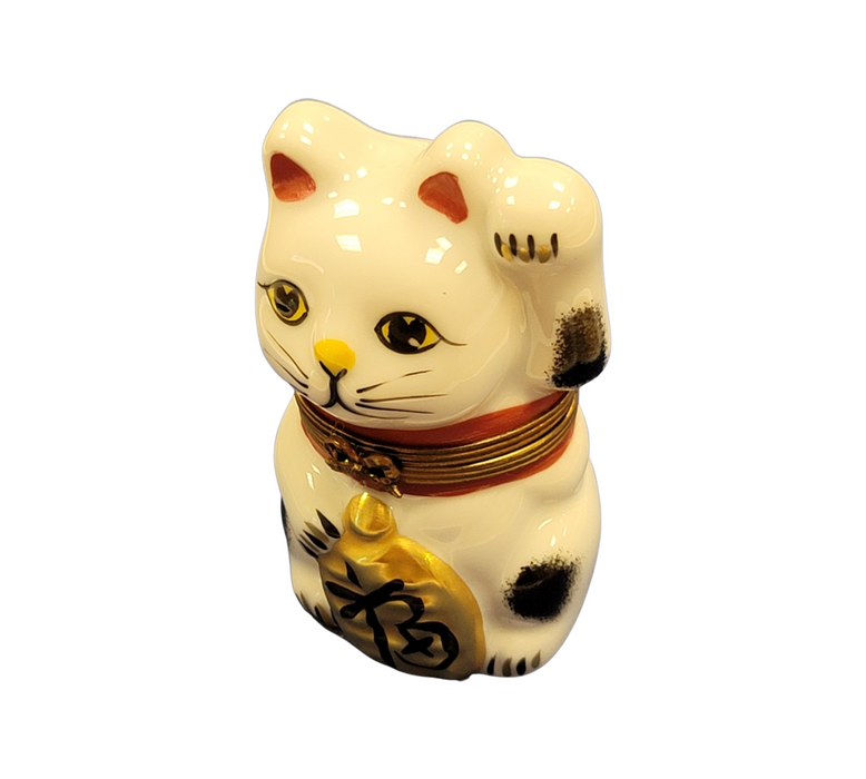 Charming Cat Figurine for Collectors Porcelain Limoges cat travel world French Trinket Box