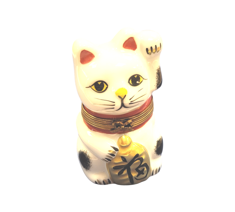 Charming Cat Figurine for Collectors Porcelain Limoges cat travel world French Trinket Box
