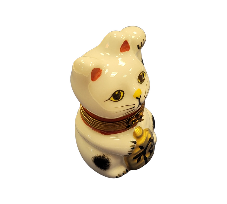 Charming Cat Figurine for Collectors Porcelain Limoges cat travel world French Trinket Box