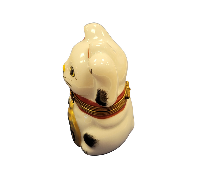Charming Cat Figurine for Collectors Porcelain Limoges cat travel world French Trinket Box