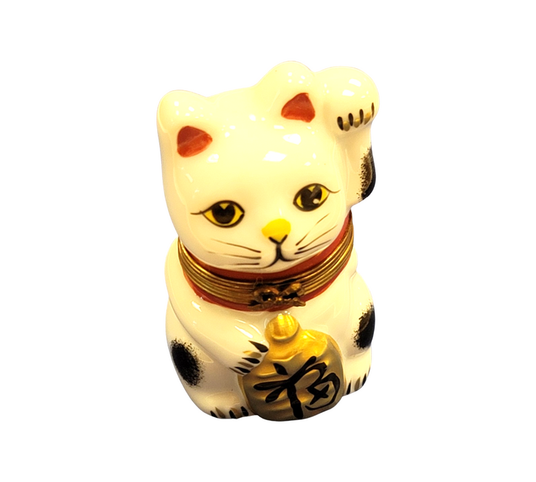 Charming Cat Figurine for Collectors Porcelain Limoges cat travel world French Trinket Box