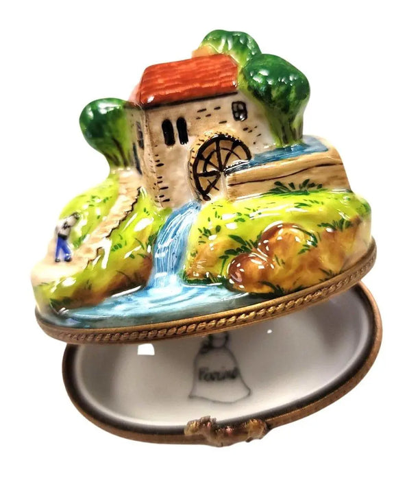 Charming Cottage River Box for Collectors Porcelain Limoges home French Trinket Box