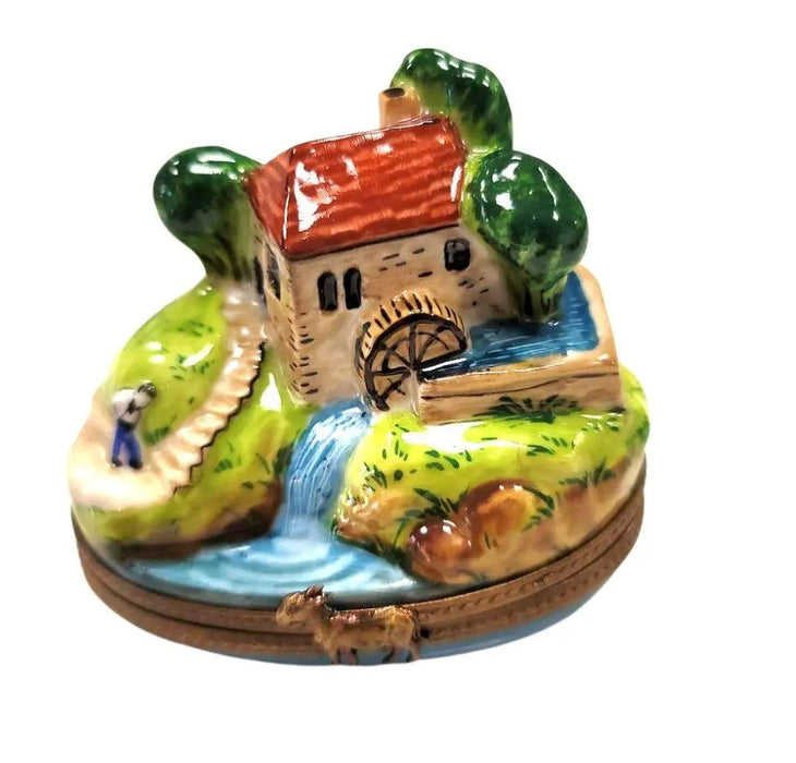 Charming Cottage River Box for Collectors Porcelain Limoges home French Trinket Box