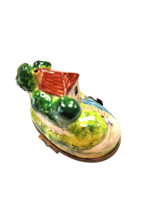 Charming Cottage River Box for Collectors Porcelain Limoges home French Trinket Box