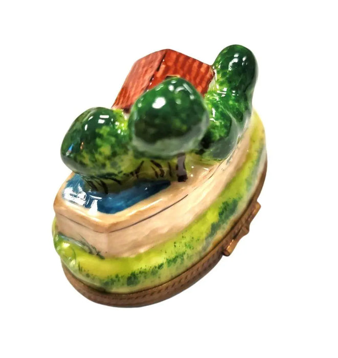 Charming Cottage River Box for Collectors Porcelain Limoges home French Trinket Box