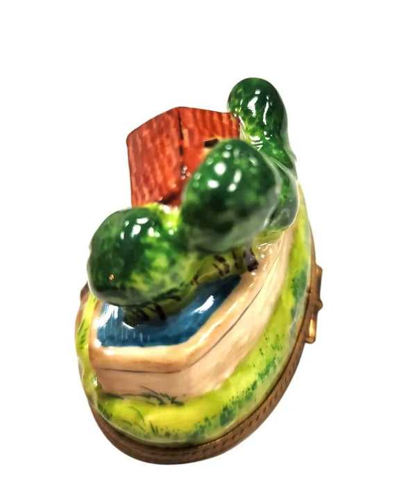 Charming Cottage River Box for Collectors Porcelain Limoges home French Trinket Box