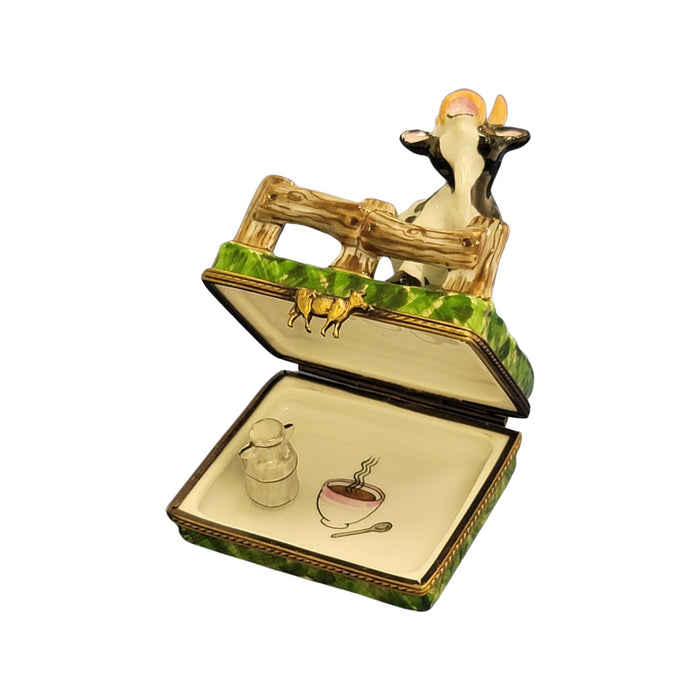 Charming Cow Keepsake Box for Nature Lovers Porcelain Limoges farm animal French Trinket Box