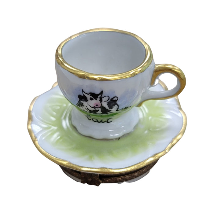 Charming Cow Milk Cup for Collectors Porcelain Limoges beverage China French Trinket Box