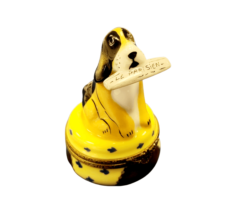 Charming Dog Figurine for Collectors Porcelain Limoges Dog French Trinket Box