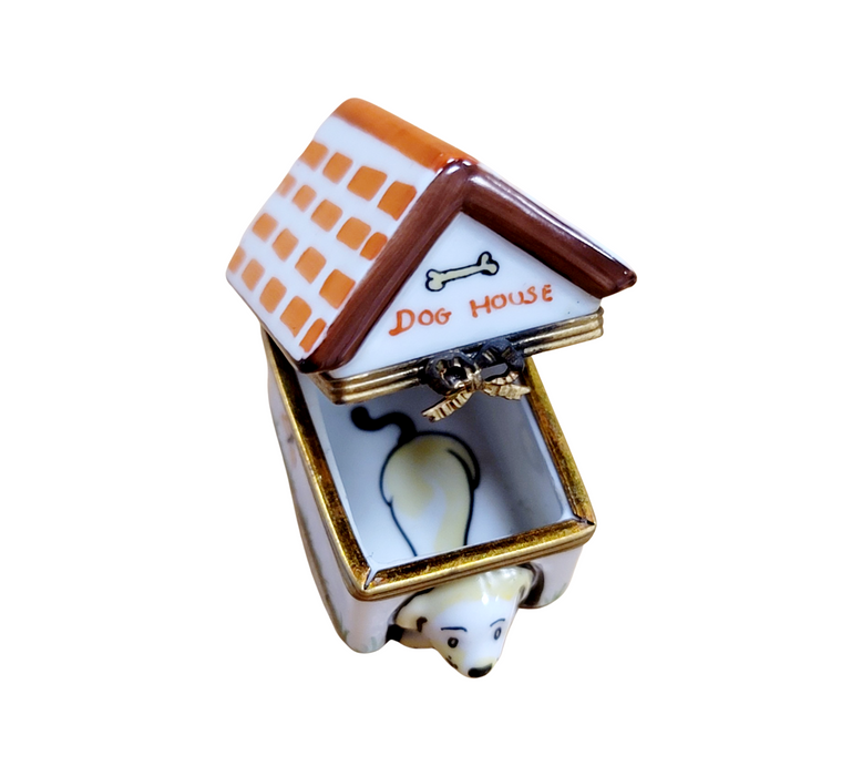 Charming Dog House Collectible Porcelain Limoges dog French Trinket Box