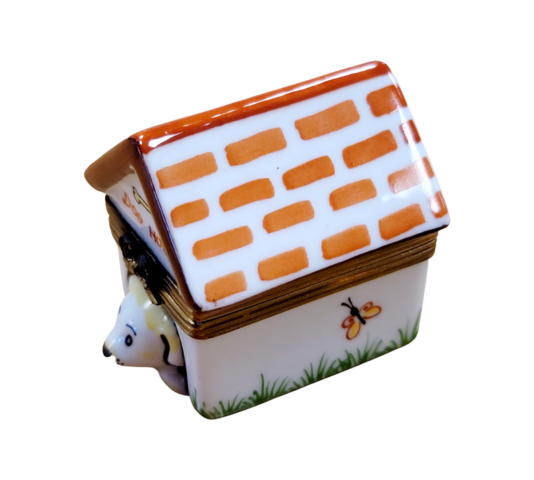 Charming Dog House Collectible Porcelain Limoges dog French Trinket Box