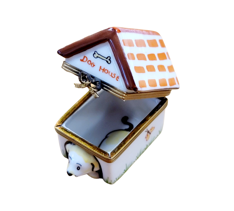Charming Dog House Collectible Porcelain Limoges dog French Trinket Box
