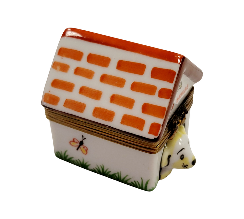 Charming Dog House Collectible Porcelain Limoges dog French Trinket Box