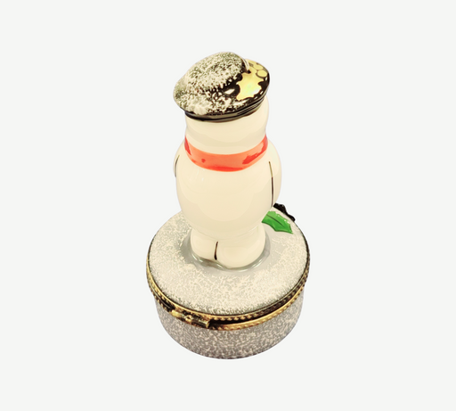 Charming Snowman Figurine for Winter Cheer Porcelain Limoges Snowman French Trinket Box
