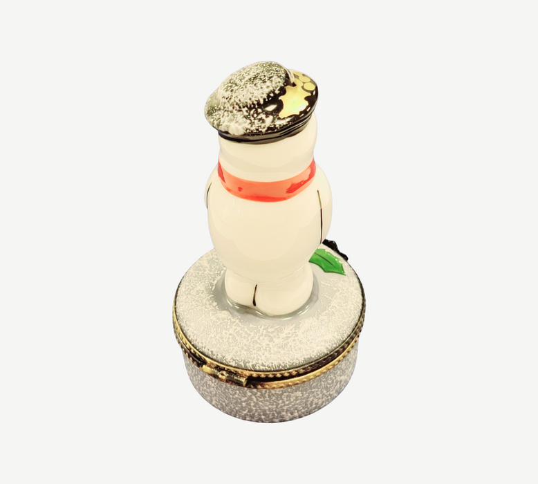 Charming Snowman Figurine for Winter Cheer Porcelain Limoges Snowman French Trinket Box