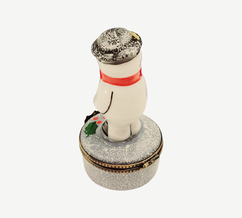 Charming Snowman Figurine for Winter Cheer Porcelain Limoges Snowman French Trinket Box