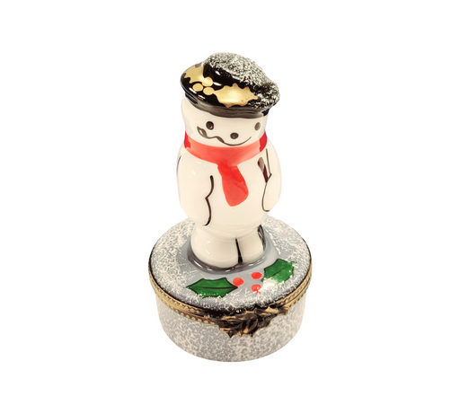 Charming Snowman Figurine for Winter Cheer Porcelain Limoges Snowman French Trinket Box