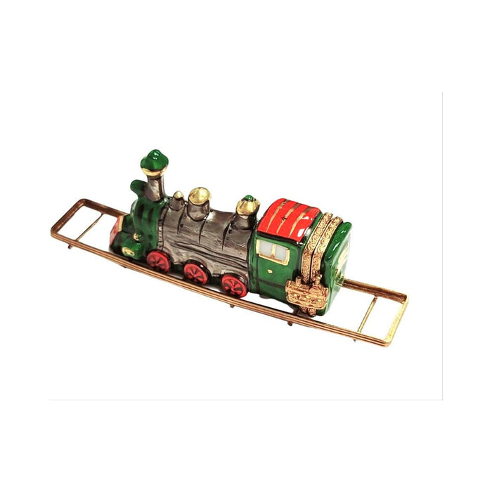 Limoges Boutique presents the Train Locomotive on Track, a genuine Limoges box painted by hand in France