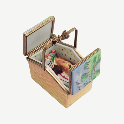 Charming Picnic Basket Box for Outdoor Enthusiasts Porcelain Limoges Home beach French Trinket Box