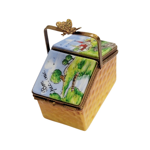 Charming Picnic Basket Box for Outdoor Enthusiasts Porcelain Limoges Home beach French Trinket Box