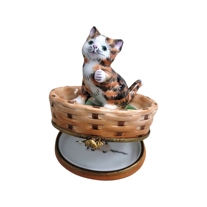 Charming Tabby Cat Figurine for Cat Lovers Porcelain Limoges cat cats limoge box French Trinket Box