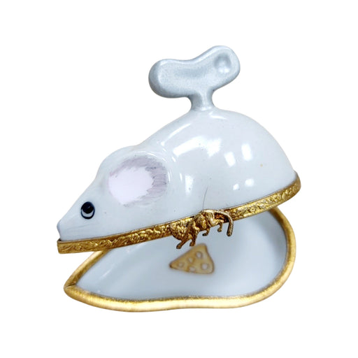 Charming Wind Up Mouse Box for Collectors Porcelain Limoges mouse French Trinket Box