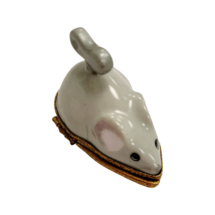 Charming Wind Up Mouse Box for Collectors Porcelain Limoges mouse French Trinket Box