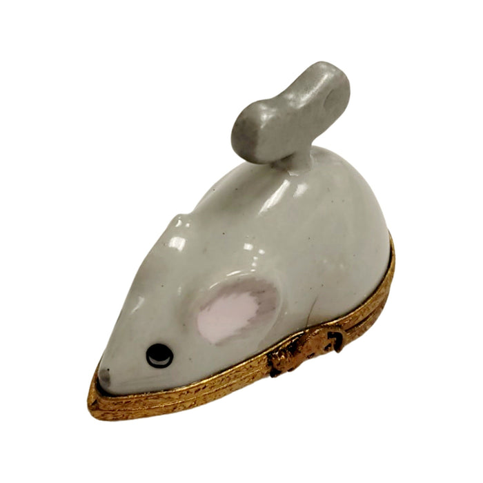 Charming Wind Up Mouse Box for Collectors Porcelain Limoges mouse French Trinket Box
