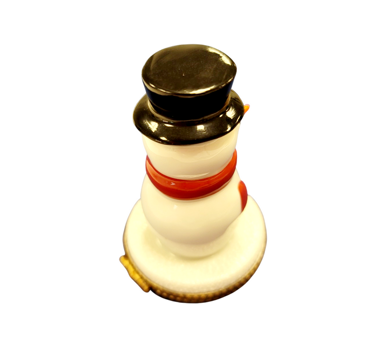 Charming Snowman Trinket Box for Winter Decor Porcelain Limoges Snowman French Trinket Box