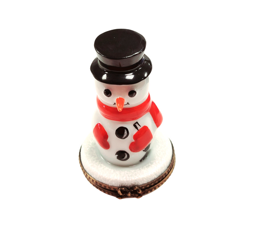 Charming Snowman Trinket Box for Winter Decor Porcelain Limoges Snowman French Trinket Box