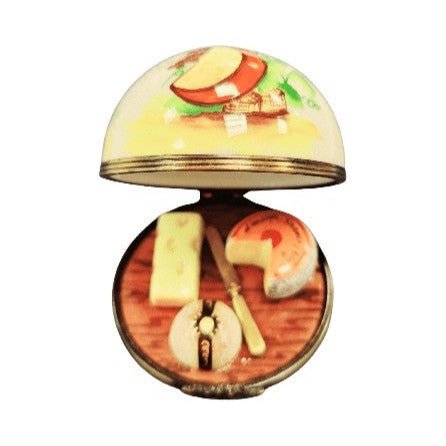 Genuine Cheese Platter Under Dome Limoges box painted by hand in France, from Limoges Boutique