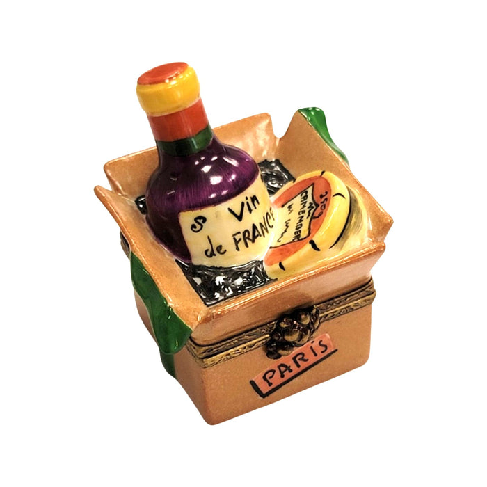 Cheese and Wine Elegance for Collectors Porcelain Limoges food wine special French Trinket Box