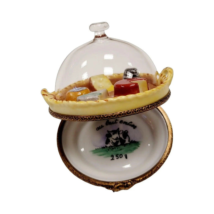 Cheese on Platter Under Dome Limoges box painted by hand in Limoges, France, a gift to treasure