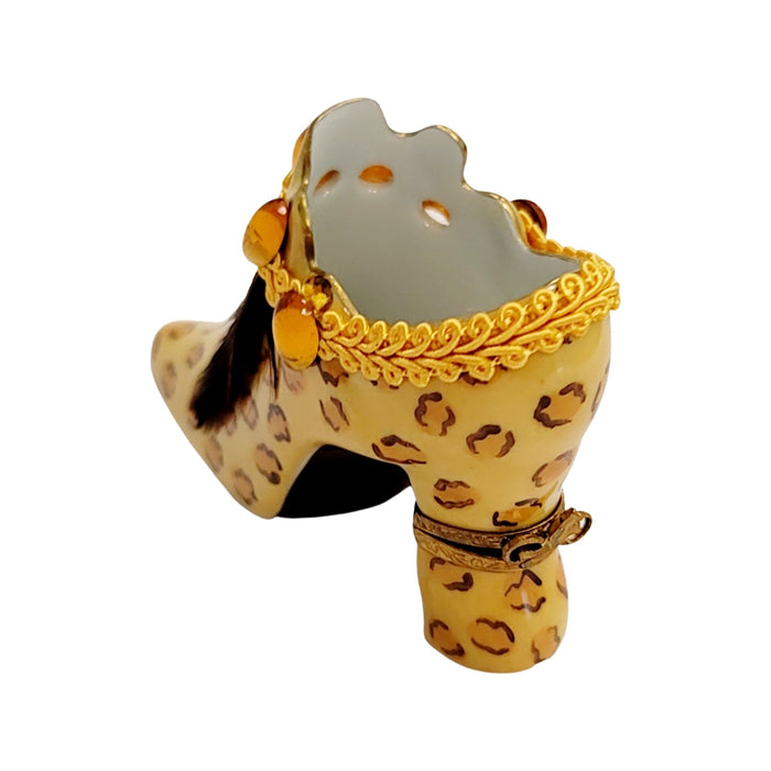 Cheetah Shoe Fashion Limoges Box Porcelain Figurine-shoe figurine LIMOGES BOXES-CH8C111