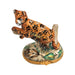 Cheetah on Log Wild Limoges Box Porcelain Figurine-cat wild-CH7N262
